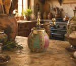 Vintage Italian Florentine Brass Pepper Mill Grinder Hand Painted Wood 1950S Cc. Fixed Price $32.00.